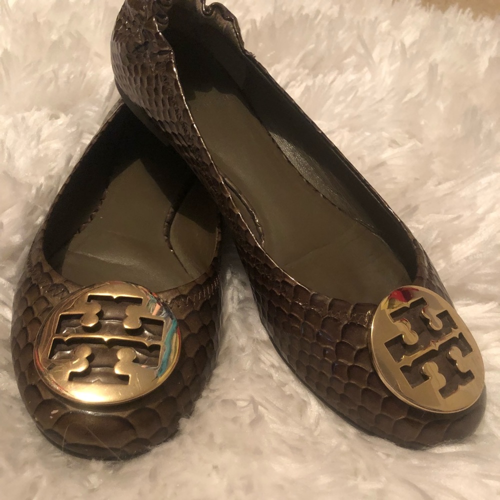 Tory Burch Snake Skin Reva Flats